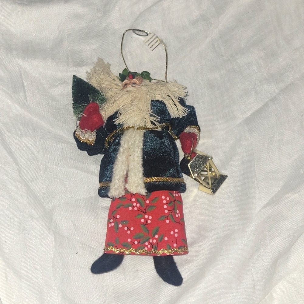 BRN VNTG OLD WORLD Santa Claus Ornament Lantern Christmas Folk Art